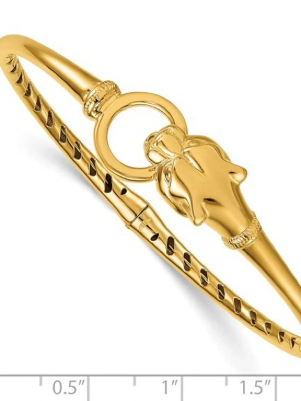 Herco 14K Yellow Gold Panther Hinged Bangle Bracelet Italy 13mm